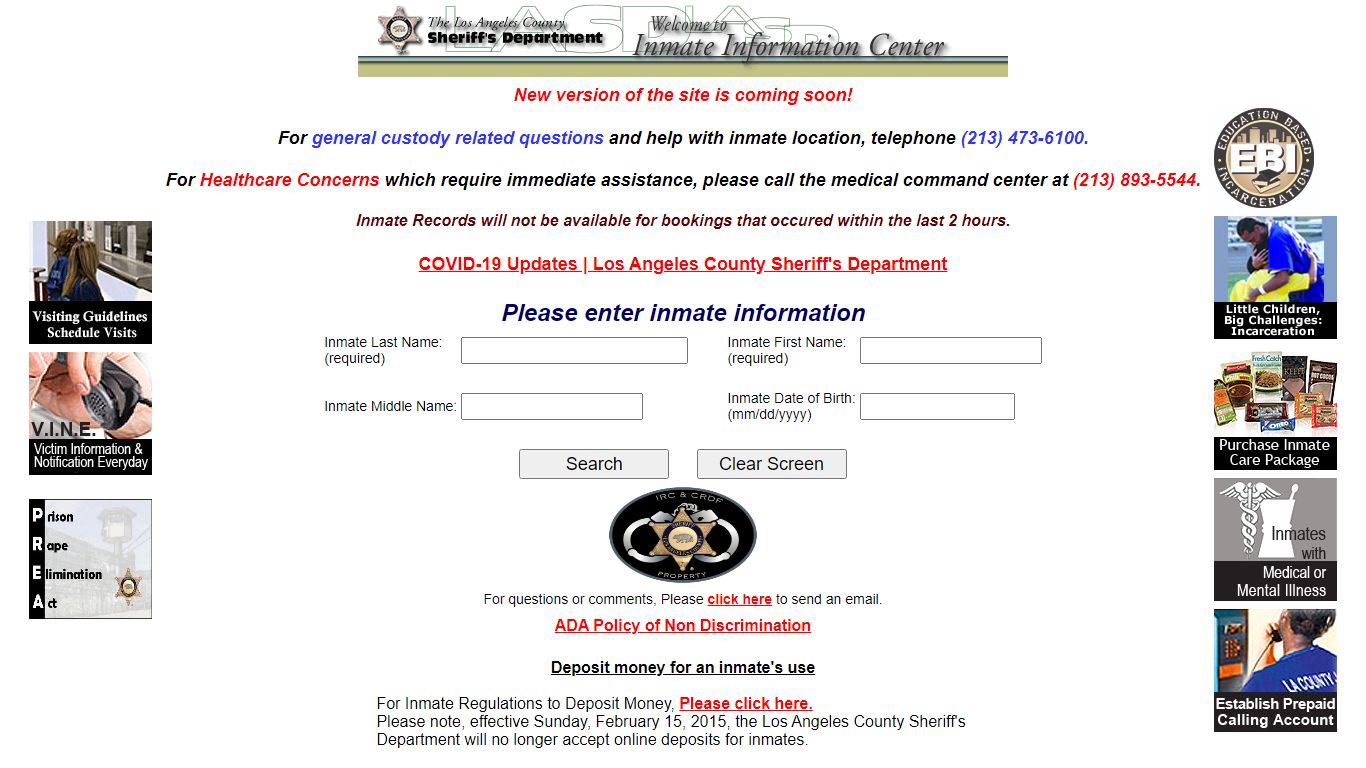 LASD Inmate Information Center - Inmate Search